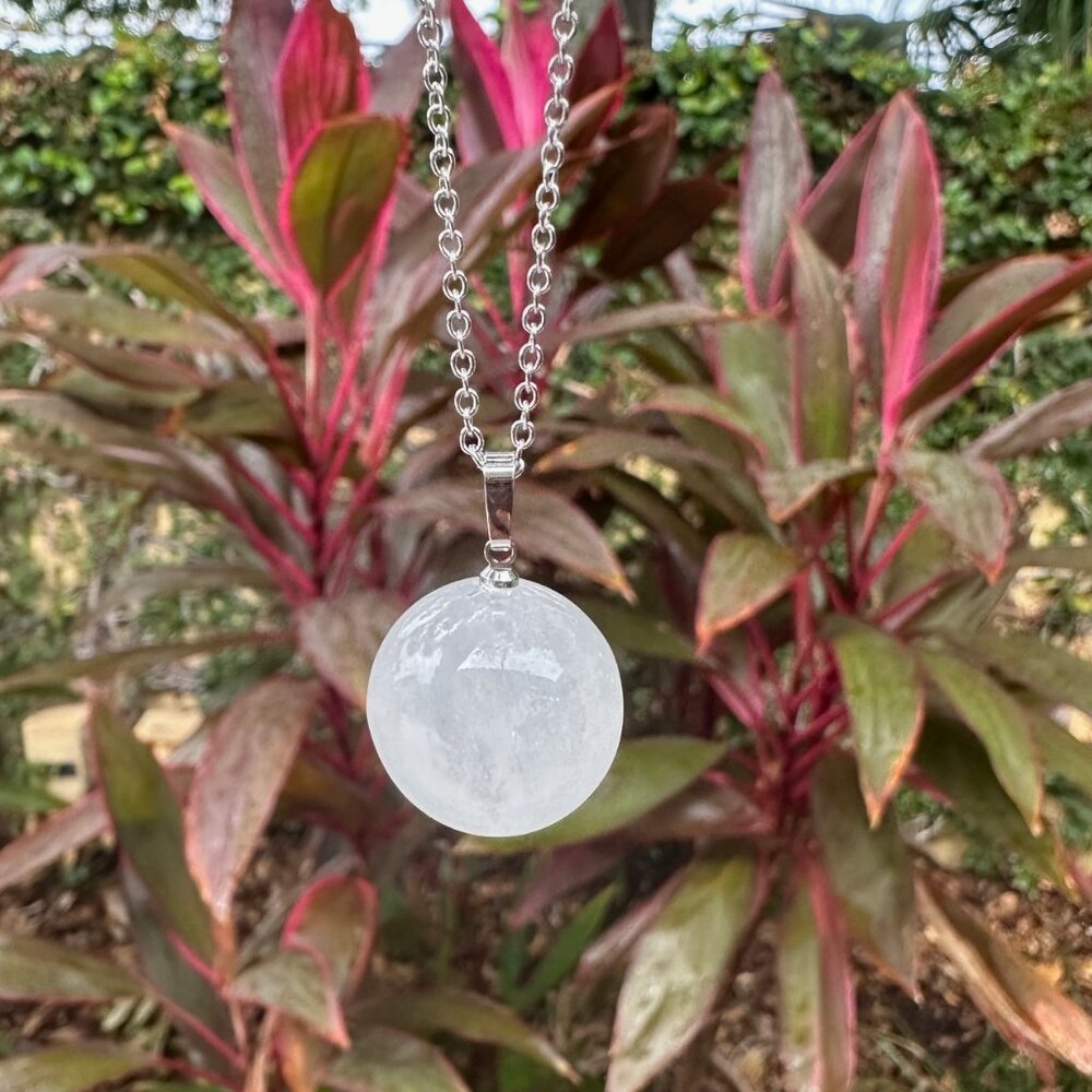 NEW Clear Quartz Ball Pendant Necklace